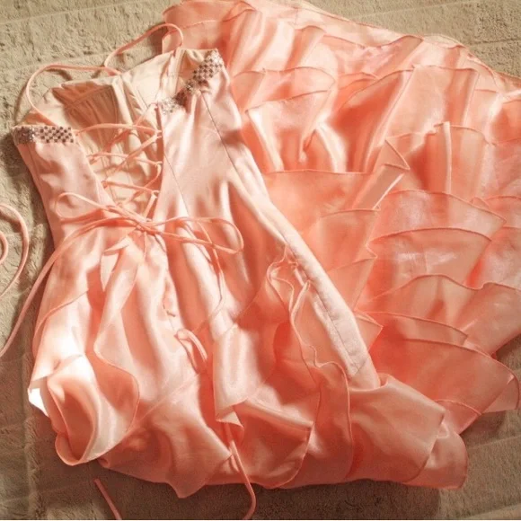 Size 2 coral pink corset back dress - Picture 4 of 6